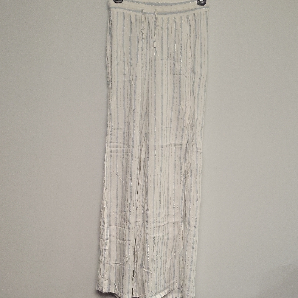 Onia Blue and Gold Striped Slit Leg Pants